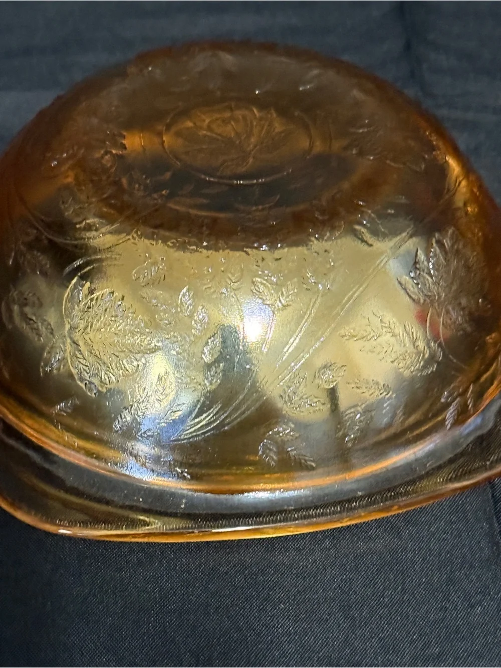Amber Iridescent Glass Serving Bowls - Set of 3